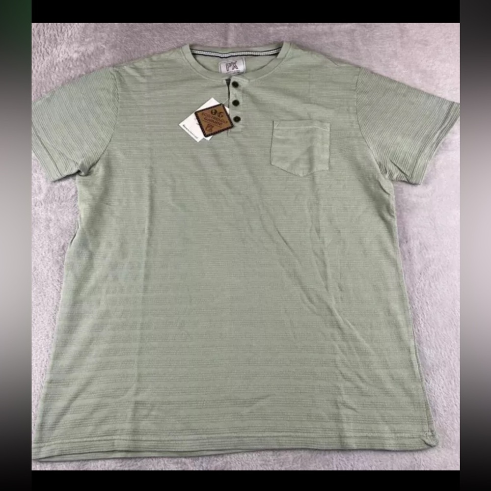 PX Clothing mens short sleeve green henley shirt size 3XL